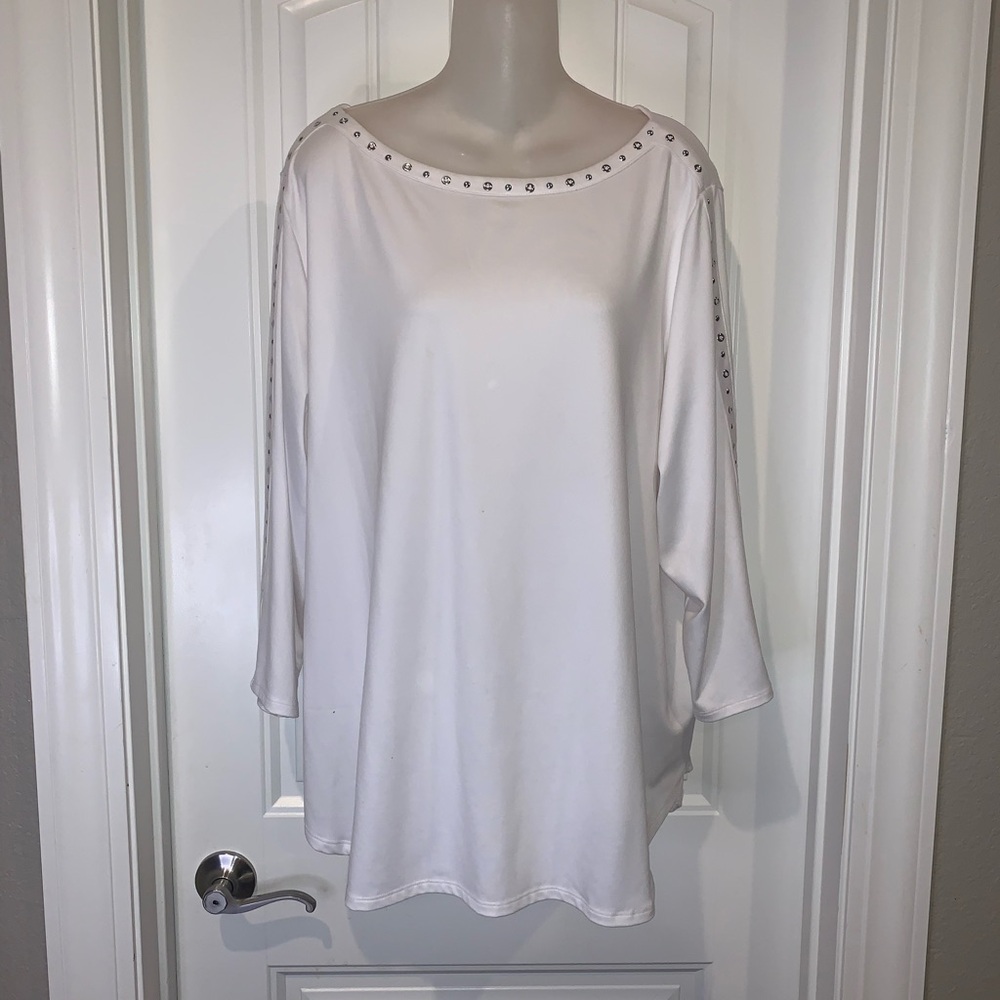 Ruby Rd Plus White Studded Women's Top